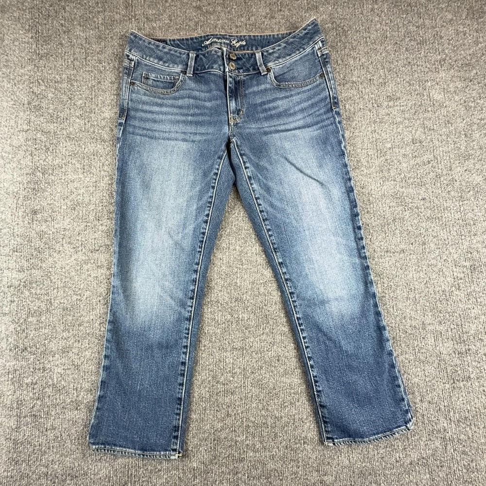 American Eagle Artist Jeans Womens 12 Medium Wash Mid Rise Bootcut Stretch Blue